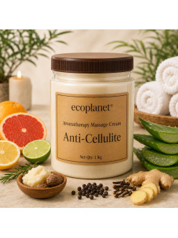 Rich off-white aromatherapy massage cream for professional anti-cellulite body care.