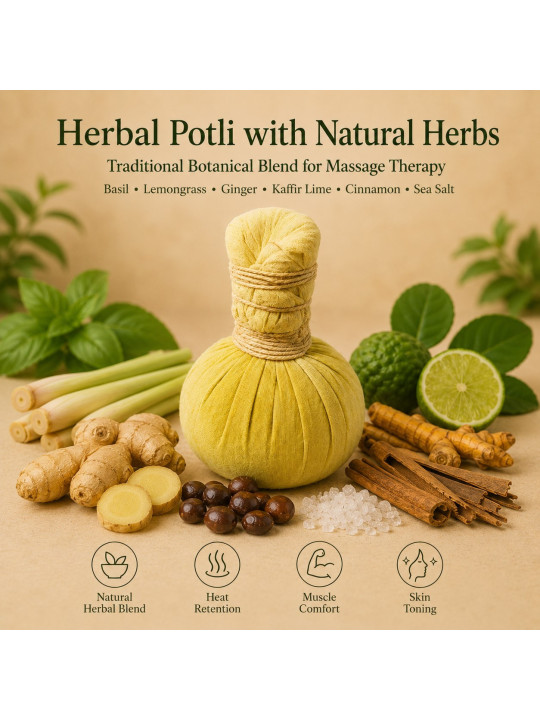 EcoPlanet Herbal Massage Potli 250 g | Aromatherapy Herbal Compress for Spa & Wellness