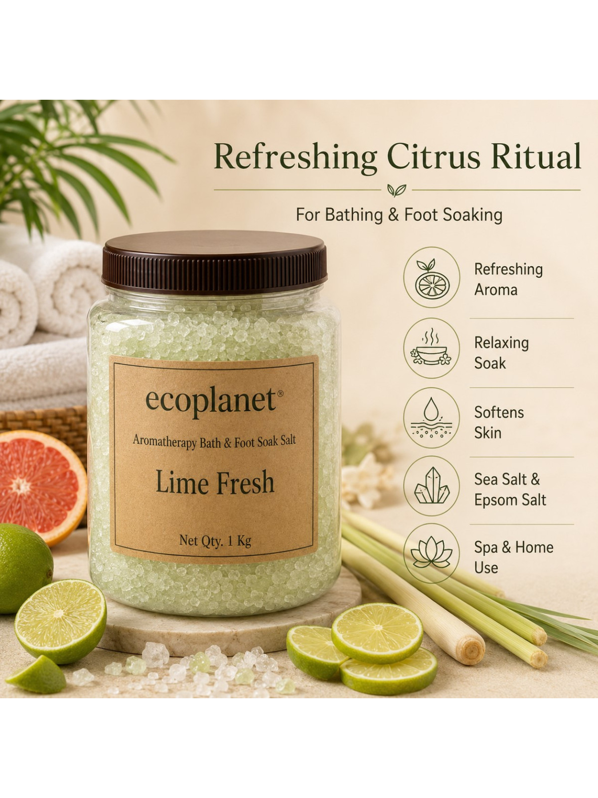 Lime Fresh Bath Foot Soak Salt 1Kg