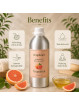 Benefits of EcoPlanet® Grapefruit Massage Oil for refreshing aroma, smooth glide and soft skin feel
