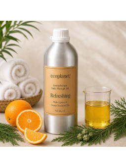 EcoPlanet Refreshing Body Massage Oil with orange and cypress.