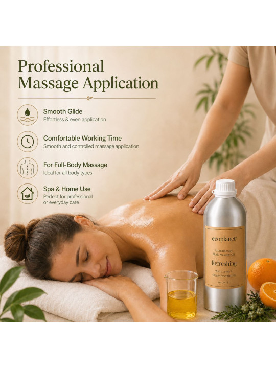 Professional massage application with Refreshing Body Massage Oil.