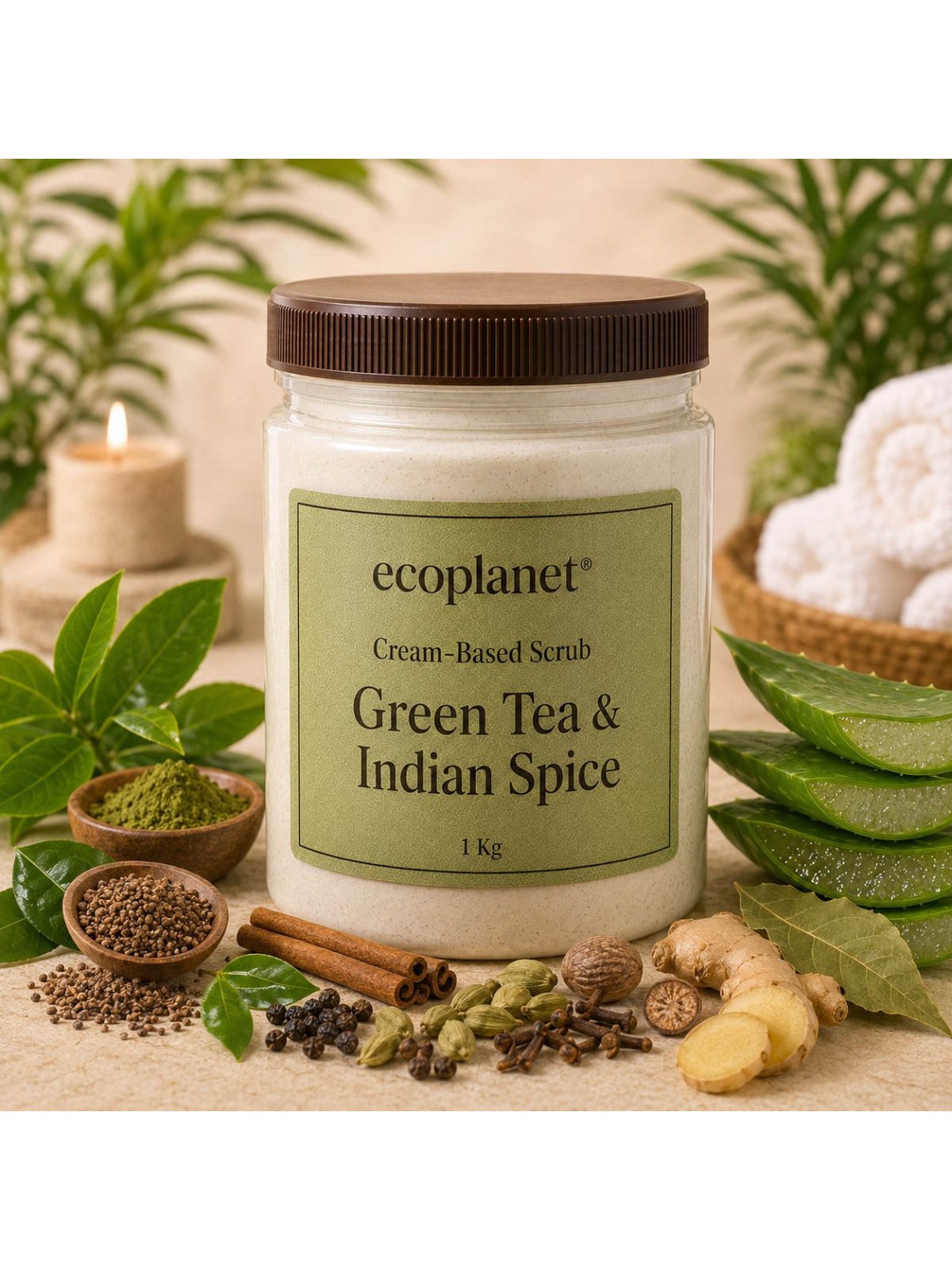 EcoPlanet® Green Tea & Indian Spice Cream Scrub
