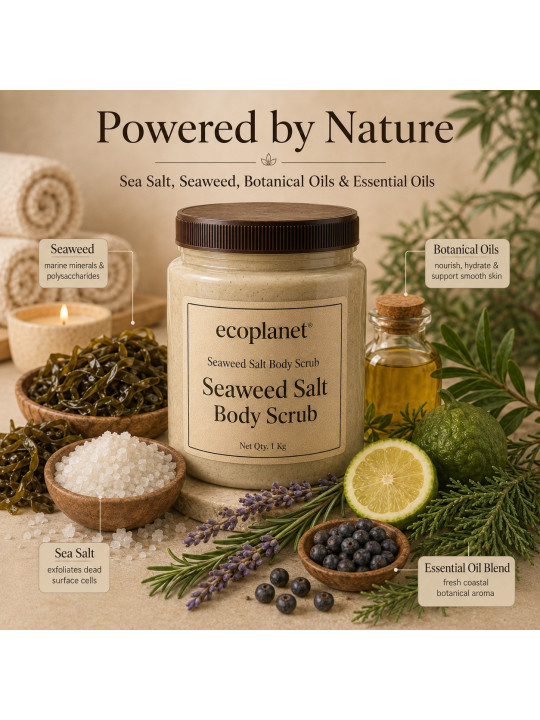 Powered by Nature
Sea salt, seaweed, botanical oils and essential oils.