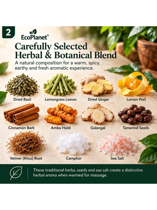 Herbal and botanical ingredients in EcoPlanet Herbal Massage Potli