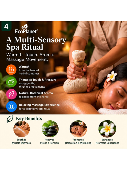 Professional herbal Potli massage spa ritual with warm botanical compress