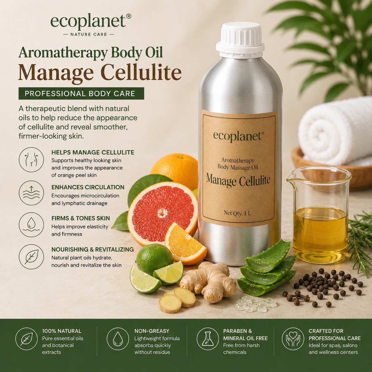 EcoPlanet® Aromatherapy Body Massage Oil – Manage Cellulite